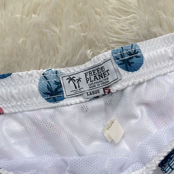 NWT Free Planet Palm Tree Swim Trunks Shorts Size Large - Picture 4 of 6